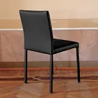 Designer Kitchen Chair Fully Upholstered in Leather Made in Italy - Tara Viadurini