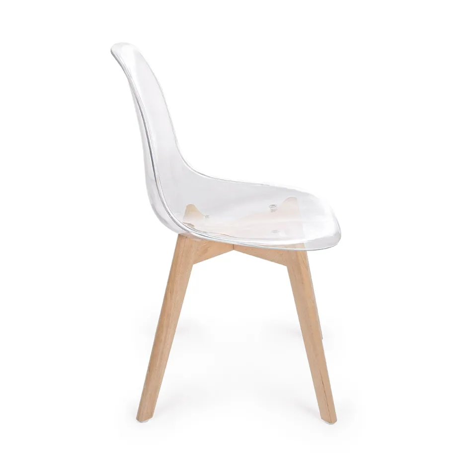 Kitchen Chair in Beech Wood and Polycarbonate Design 4 Pieces - Pisy Viadurini