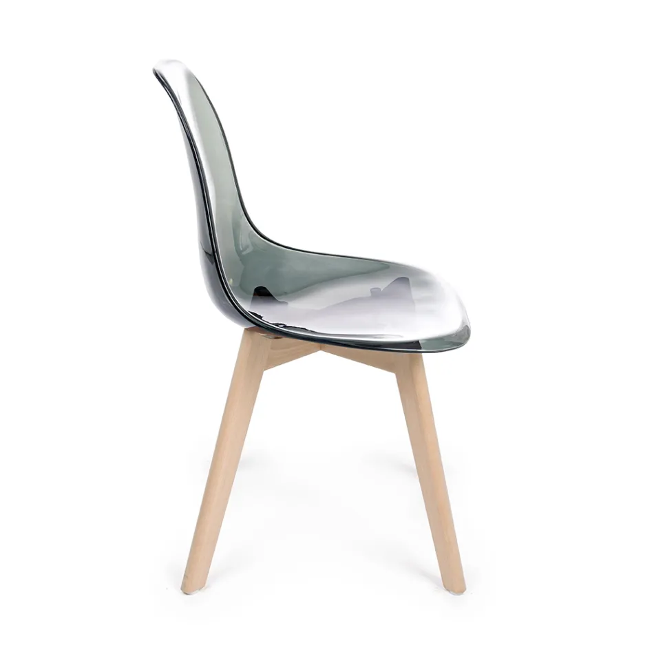 Kitchen Chair in Beech Wood and Polycarbonate Design 4 Pieces - Pisy Viadurini