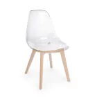 Kitchen Chair in Beech Wood and Polycarbonate Design 4 Pieces - Pisy Viadurini