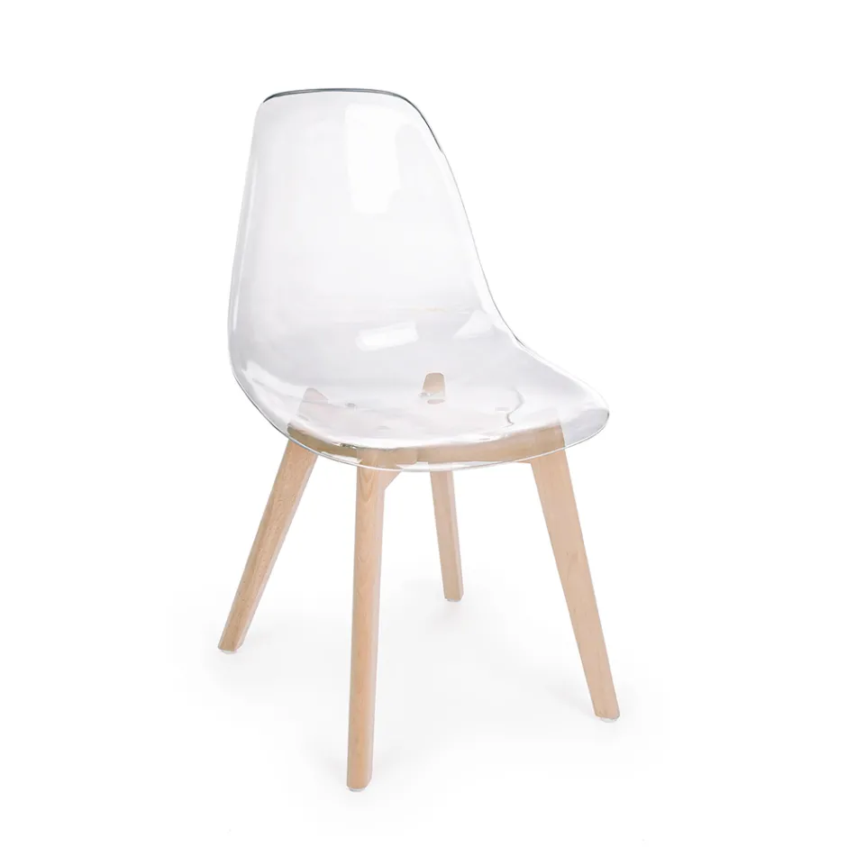 Kitchen Chair in Beech Wood and Polycarbonate Design 4 Pieces - Pisy Viadurini