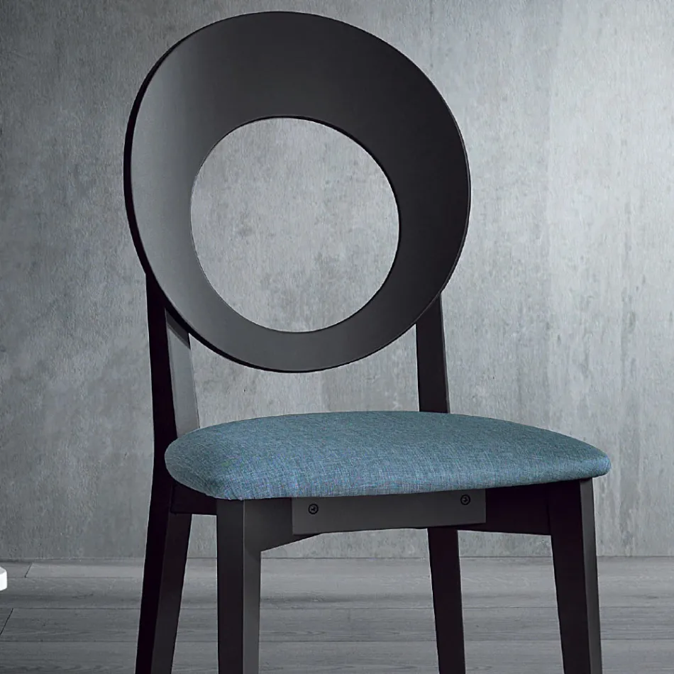 Kitchen Chair in Wood and Fabric Modern Design Made in Italy - Marrine Viadurini