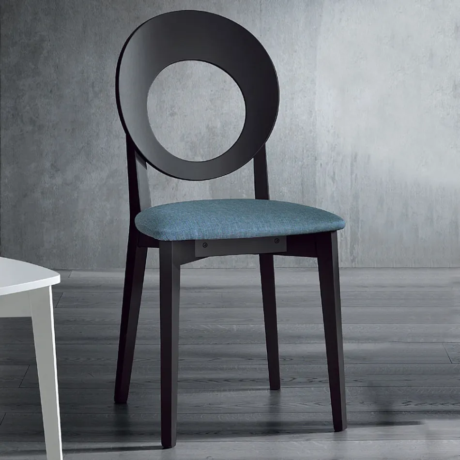 Kitchen Chair in Wood and Fabric Modern Design Made in Italy - Marrine Viadurini