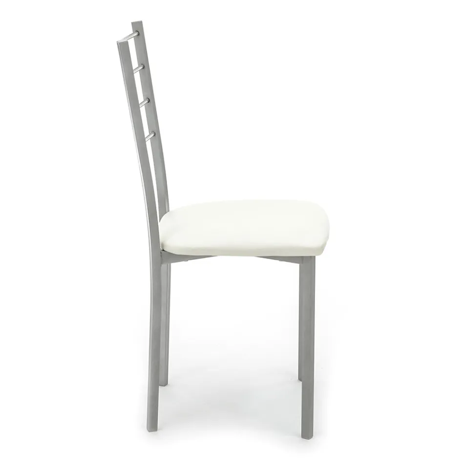 Kitchen Chair in Synthetic Leather and Painted Metal 4 Pieces - Remida Viadurini