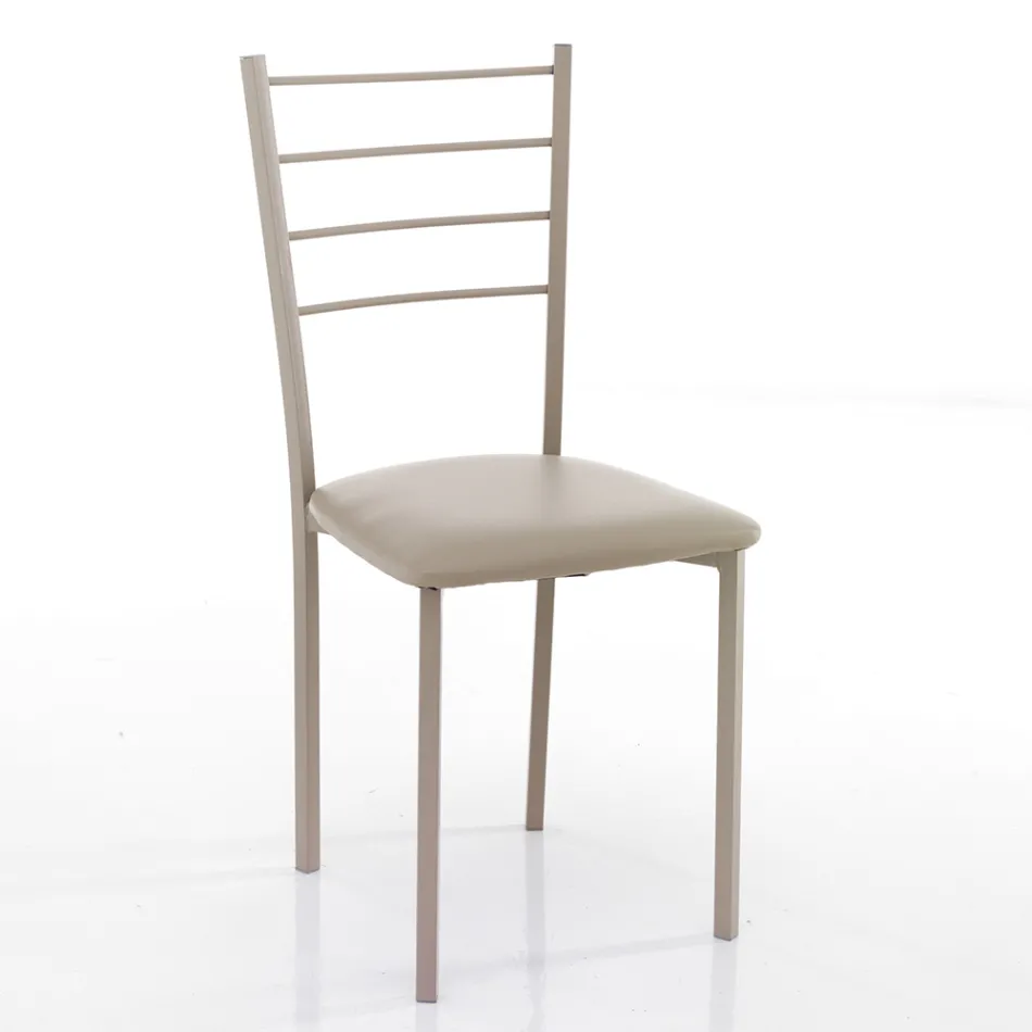 Kitchen Chair in Synthetic Leather and Painted Metal 4 Pieces - Remida Viadurini