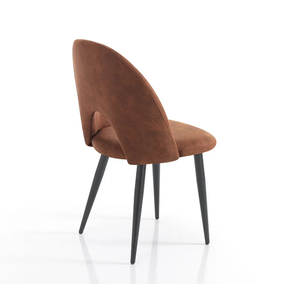 Kitchen Chair in Aged Effect Synthetic Leather 4 Pieces - Renetta Viadurini