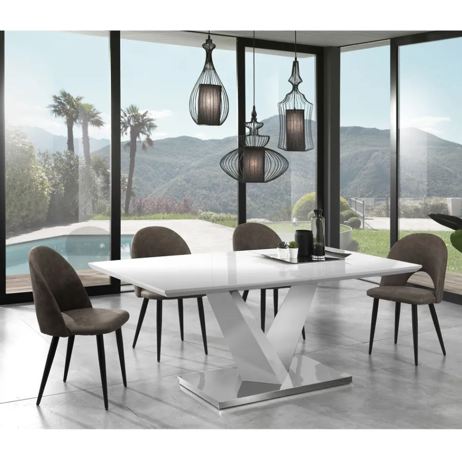 Kitchen Chair in Aged Effect Synthetic Leather 4 Pieces - Renetta Viadurini