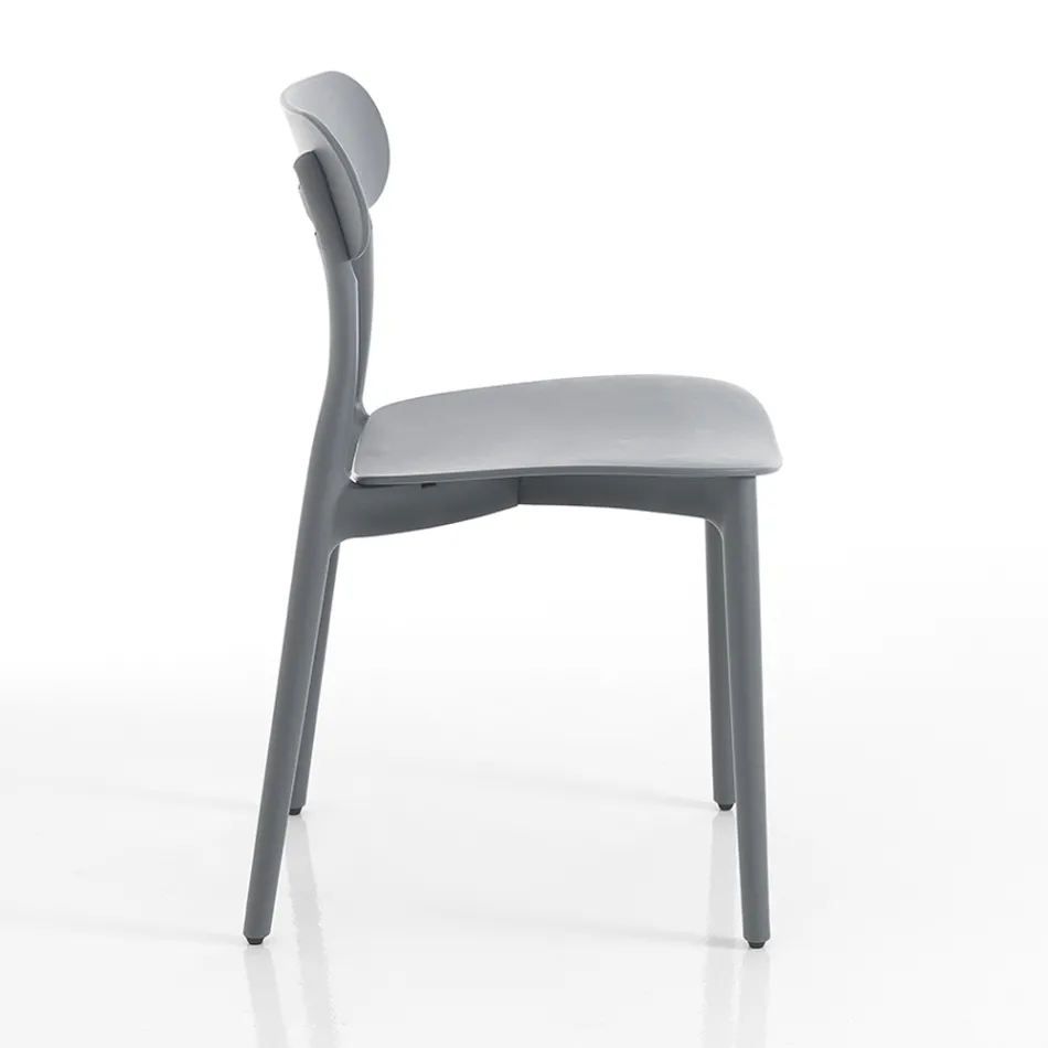 Kitchen Chair in White or Matt Grey Polypropylene 4 Pieces - Milan Viadurini