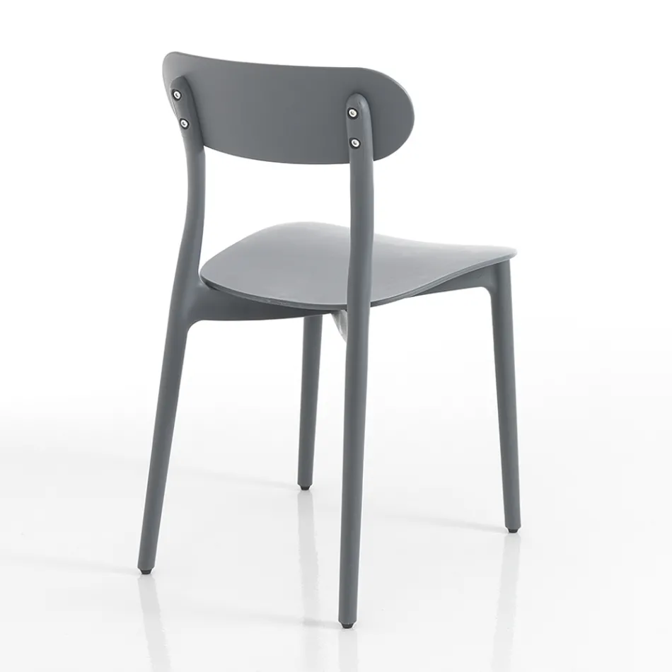 Kitchen Chair in White or Matt Grey Polypropylene 4 Pieces - Milan Viadurini
