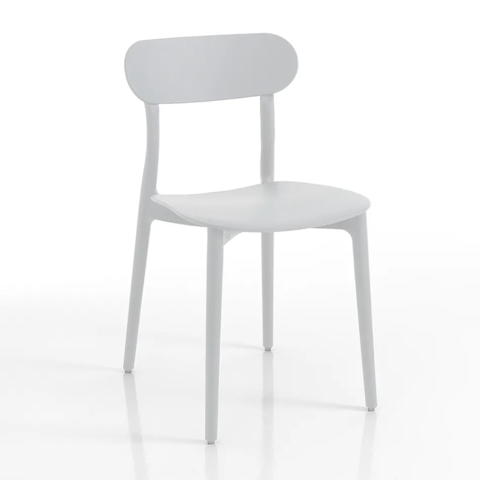 Kitchen Chair in White or Matt Grey Polypropylene 4 Pieces - Milan Viadurini