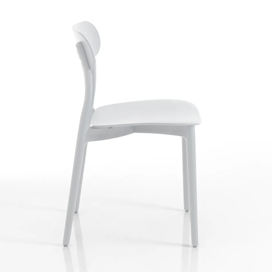 Kitchen Chair in White or Matt Grey Polypropylene 4 Pieces - Milan Viadurini