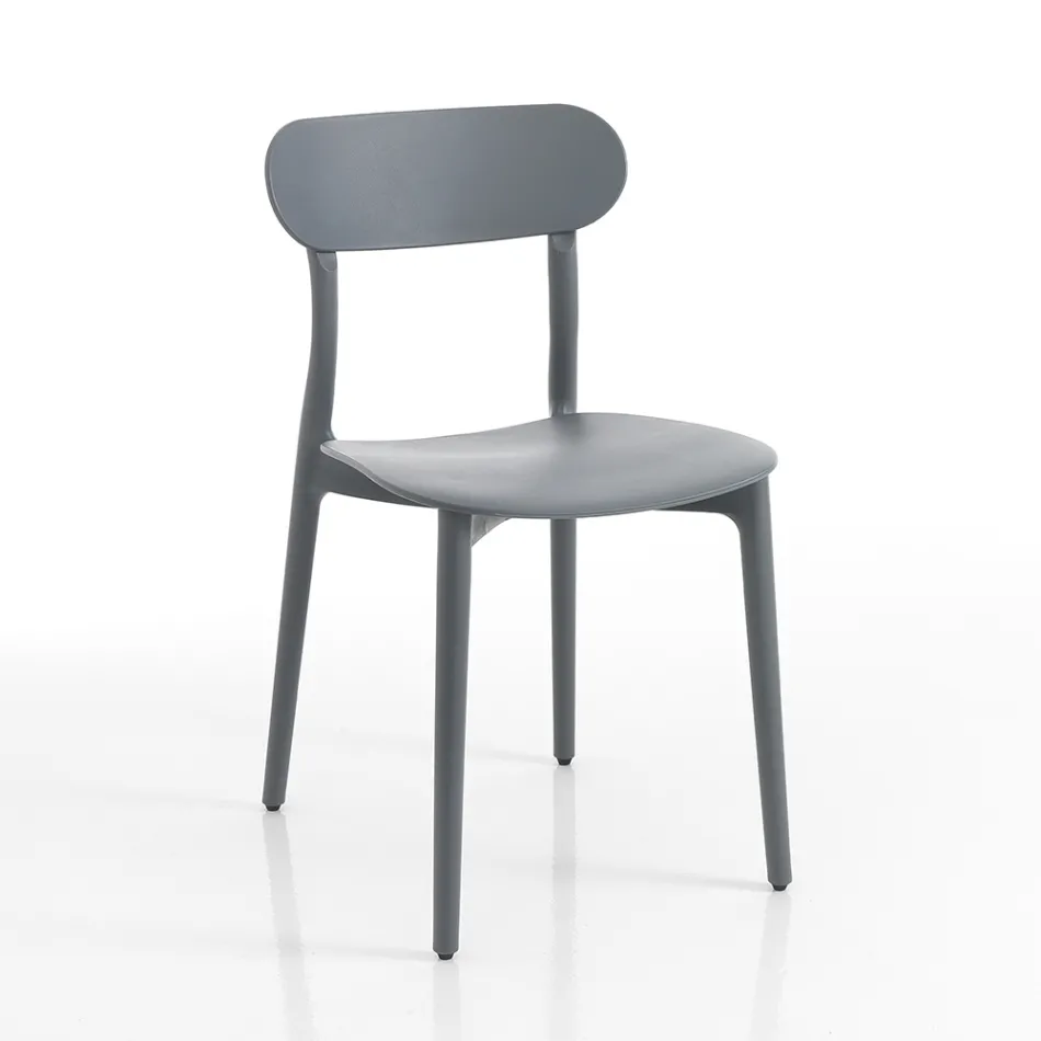 Kitchen Chair in White or Matt Grey Polypropylene 4 Pieces - Milan Viadurini