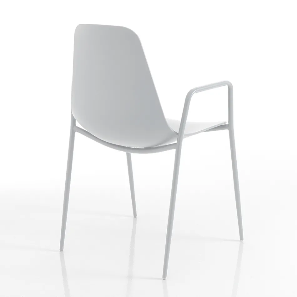 Polypropylene Kitchen Chair with Steel Legs 4 Pieces - Pinga Viadurini