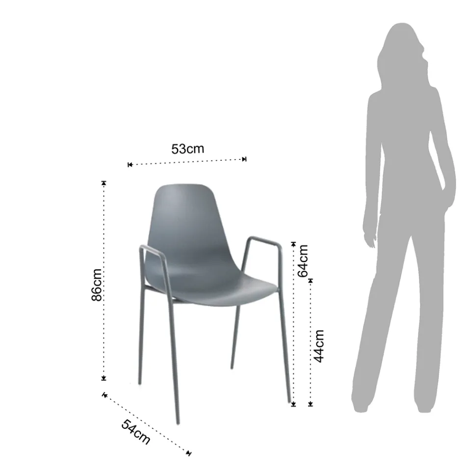 Kitchen Chair in Polypropylene with Steel Legs 4 Pieces - Pinga Viadurini