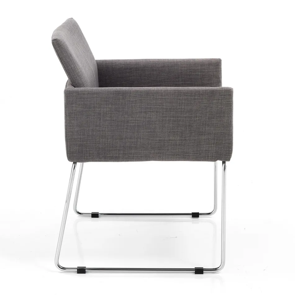 Kitchen Chair in Grey Fabric with Metal Base 2 Pieces - Shutter Viadurini