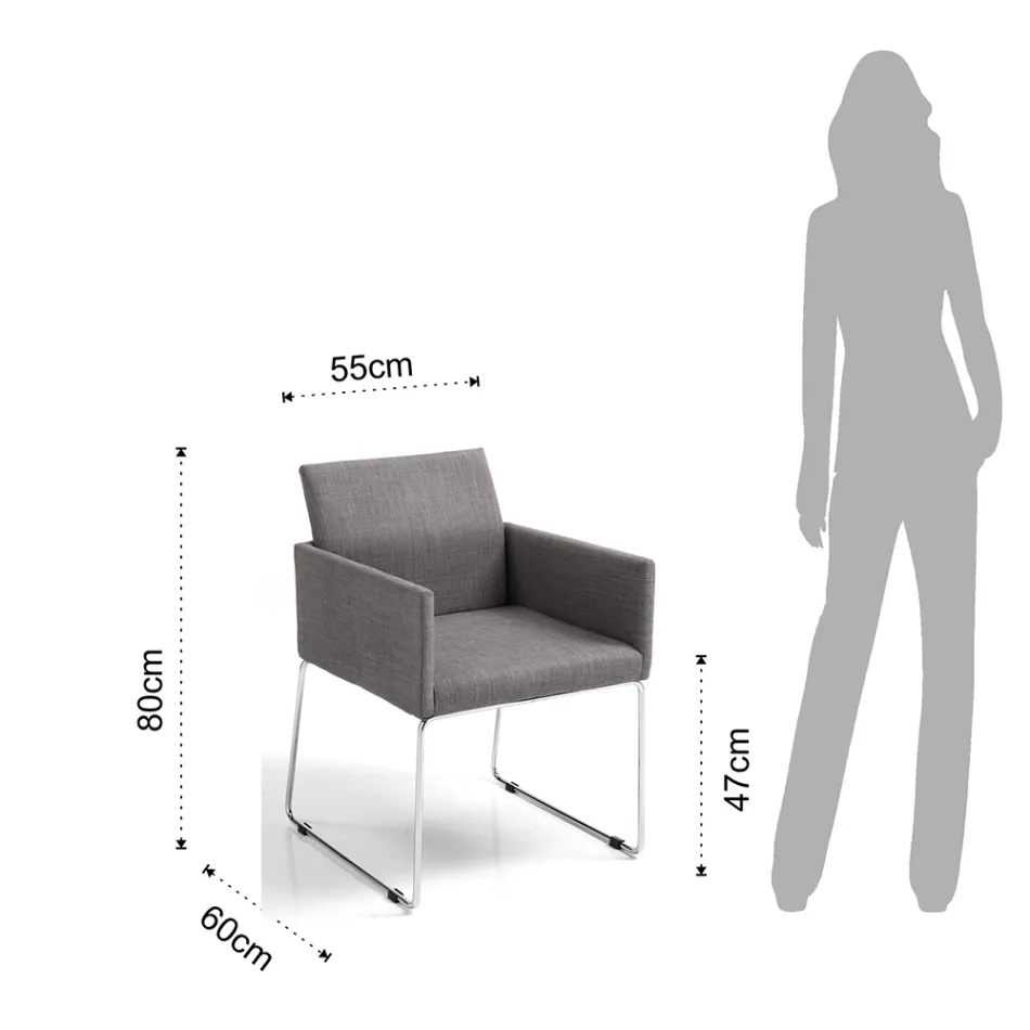 Kitchen Chair in Grey Fabric with Metal Base 2 Pieces - Shutter Viadurini