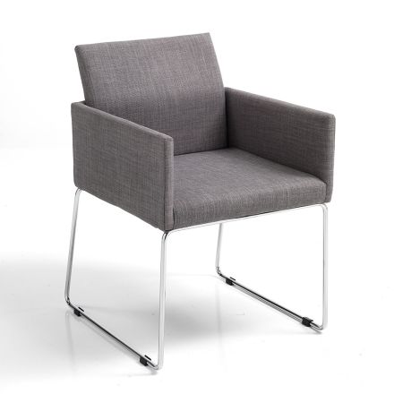 Kitchen Chair in Grey Fabric with Metal Base 2 Pieces - Shutter Viadurini