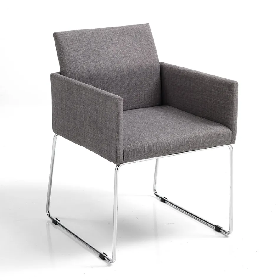 Kitchen Chair in Grey Fabric with Metal Base 2 Pieces - Shutter Viadurini