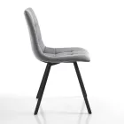 Kitchen Chair in Grey Fabric and Matt Black Steel 4 Pieces - Ventura Viadurini