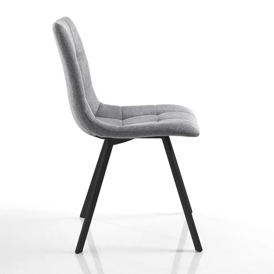 Kitchen Chair in Grey Fabric and Matt Black Steel 4 Pieces - Ventura Viadurini