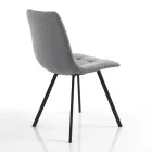 Kitchen Chair in Grey Fabric and Matt Black Steel 4 Pieces - Ventura Viadurini