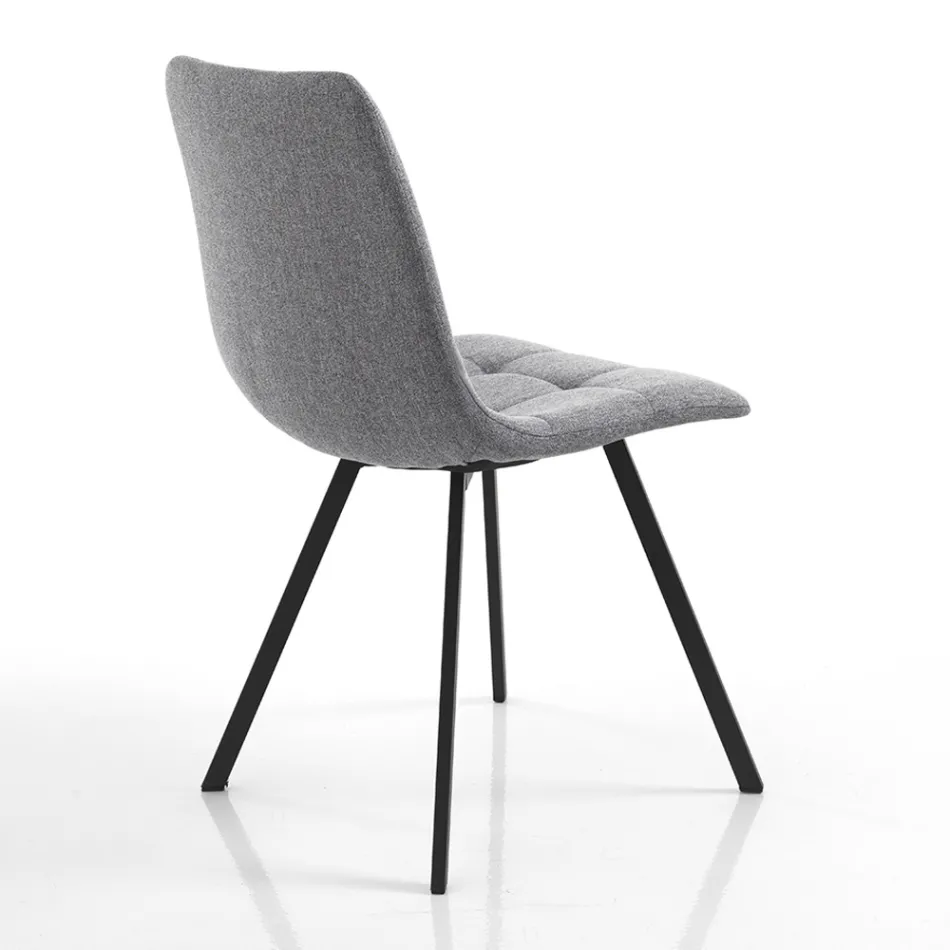 Kitchen Chair in Grey Fabric and Matt Black Steel 4 Pieces - Ventura Viadurini