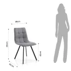 Kitchen Chair in Grey Fabric and Matt Black Steel 4 Pieces - Ventura Viadurini