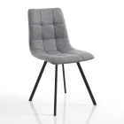 Kitchen Chair in Grey Fabric and Matt Black Steel 4 Pieces - Ventura Viadurini