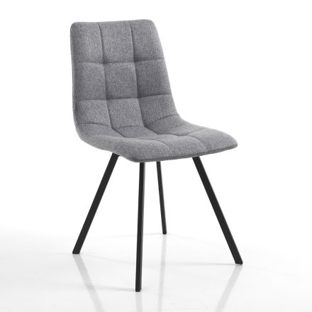 Kitchen Chair in Grey Fabric and Matt Black Steel 4 Pieces - Ventura Viadurini