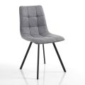 Kitchen Chair in Grey Fabric and Matt Black Steel 4 Pieces - Ventura