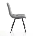 Kitchen Chair in Grey Fabric and Matt Black Metal 2 Pieces - Scirocco Viadurini