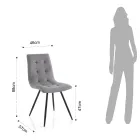 Kitchen Chair in Grey Fabric and Matt Black Metal 2 Pieces - Scirocco Viadurini