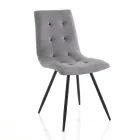 Kitchen Chair in Grey Fabric and Matt Black Metal 2 Pieces - Scirocco Viadurini