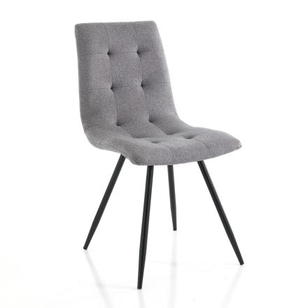 Kitchen Chair in Grey Fabric and Matt Black Metal 2 Pieces - Scirocco Viadurini