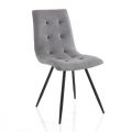 Kitchen Chair in Grey Fabric and Matt Black Metal 2 Pieces - Scirocco