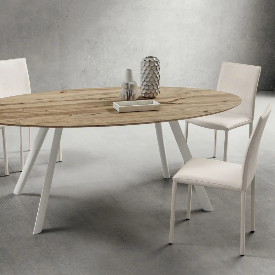 Kitchen Chair Entirely Upholstered in Eco-Leather Made in Italy, 2 Pieces - Maria Viadurini