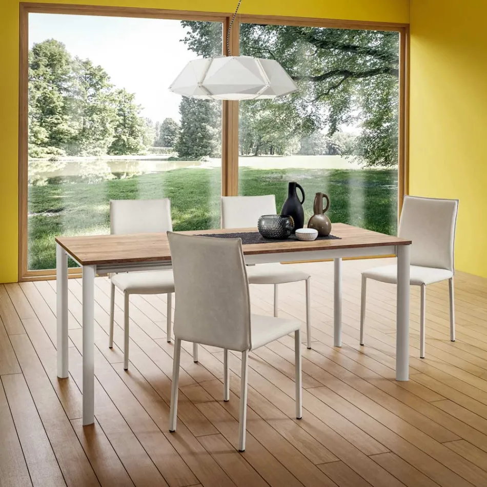 Kitchen Chair Entirely Upholstered in Eco-Leather Made in Italy, 2 Pieces - Maria Viadurini