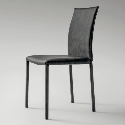 Kitchen Chair Entirely Upholstered in Eco-Leather Made in Italy, 2 Pieces - Maria Viadurini