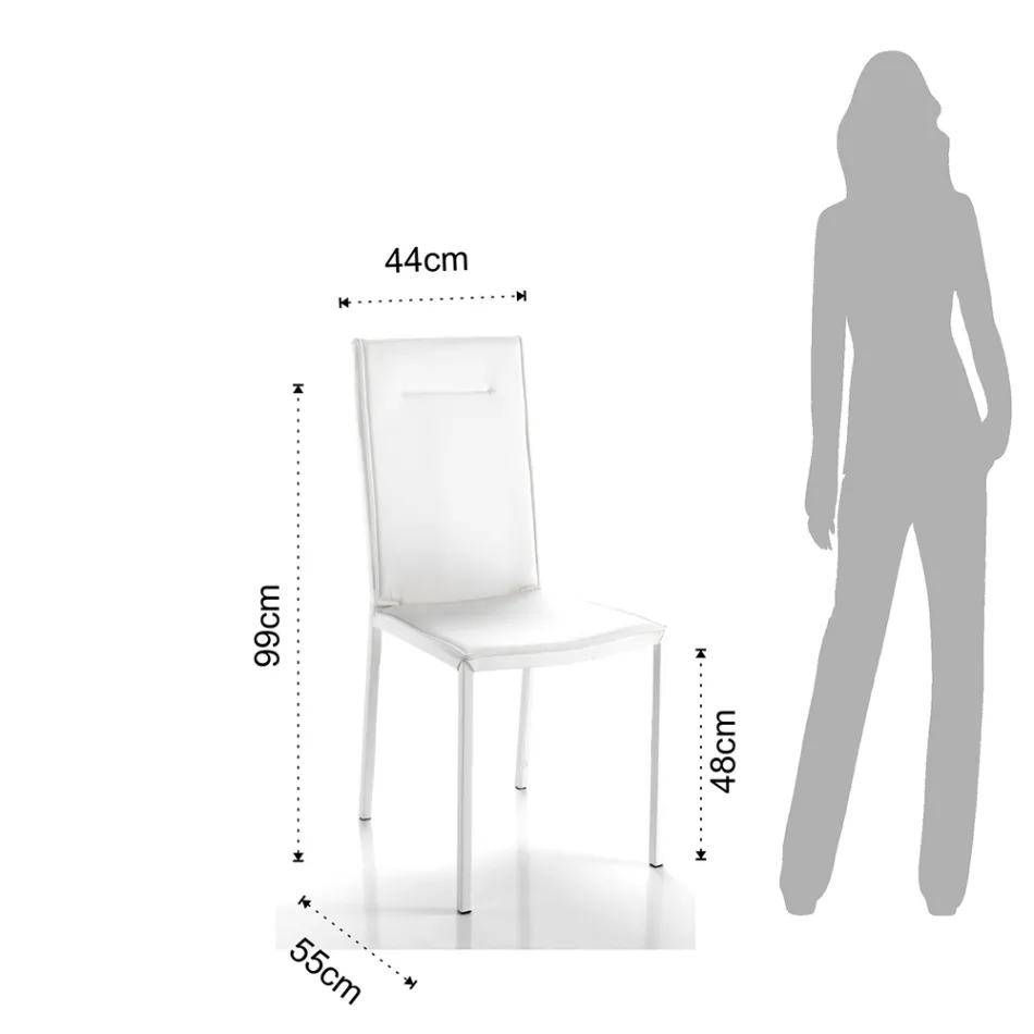 Kitchen Chair Fully Upholstered in 2-Piece Synthetic Leather - Atenea Viadurini