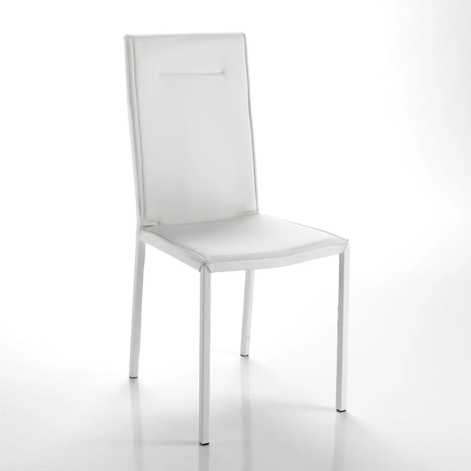 Kitchen Chair Fully Upholstered in 2-Piece Synthetic Leather - Atenea Viadurini