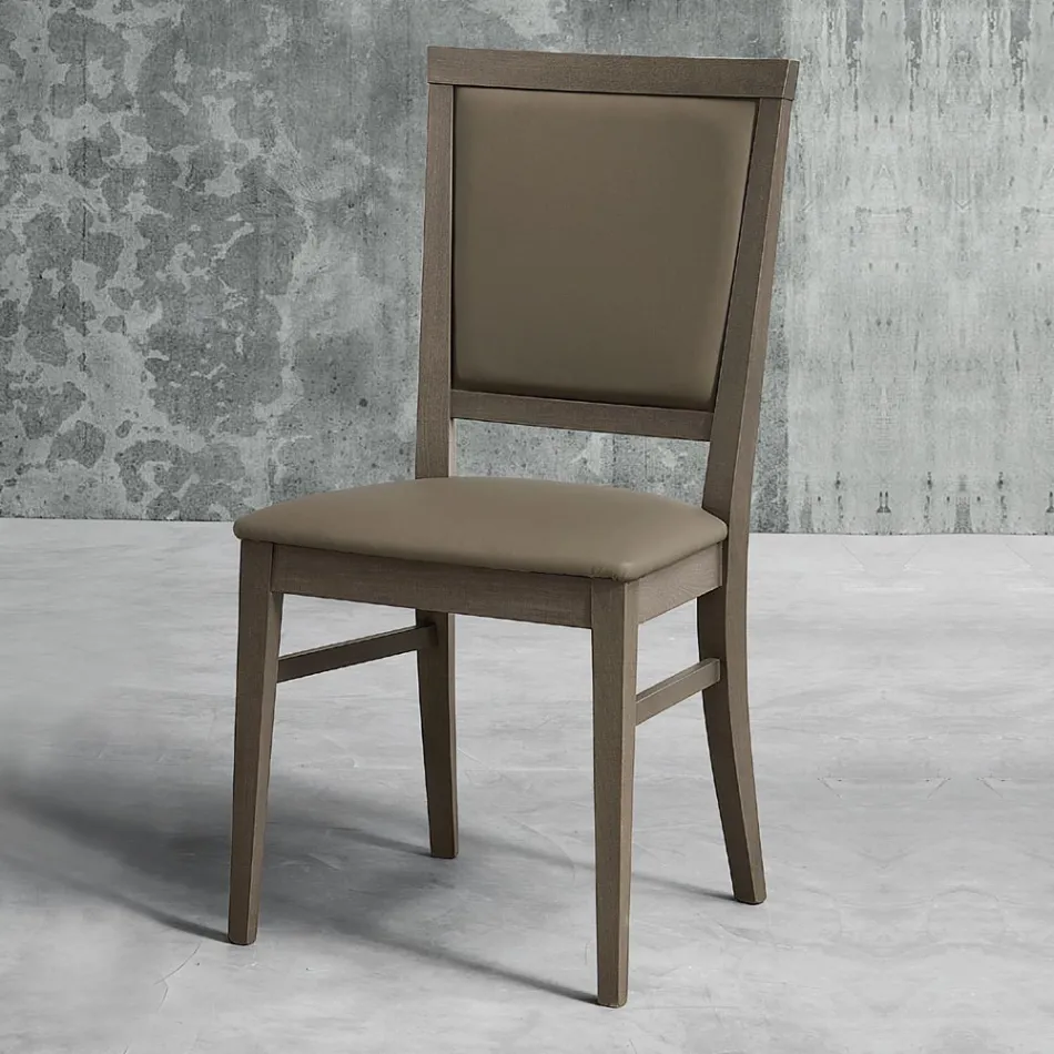 Modern Kitchen Chair in Wood and Ecoleather Design Made in Italy - Taver Viadurini