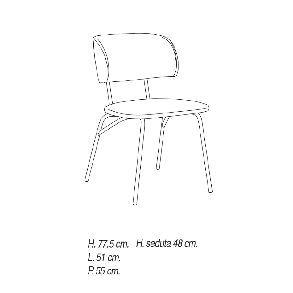 Kitchen Chair Upholstered in Microfiber Made in Italy, 2 Pieces - Rebecca Viadurini