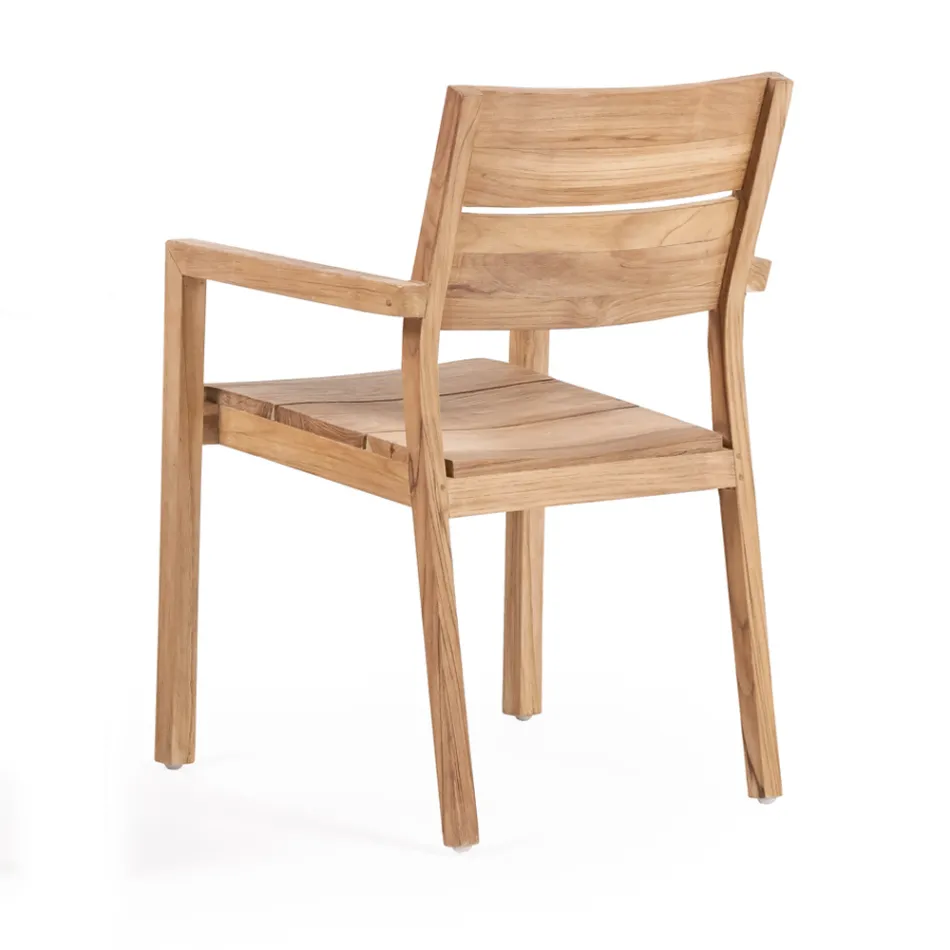 Outdoor Chair with Armrests in Teak Wood - Marie Viadurini