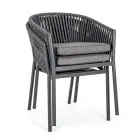 Stackable Outdoor Chair with Fabric Seat, Homemotion 4 Pieces - Aleandro Viadurini
