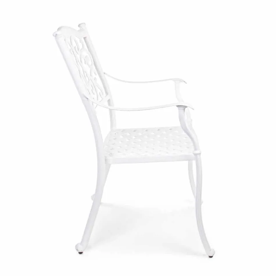 Stackable Outdoor Chair in White or Anthracite Aluminium, 4 Pieces - Ode Viadurini
