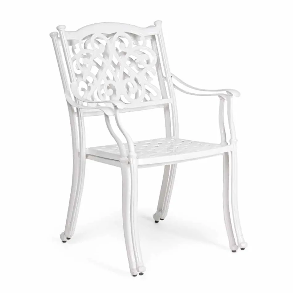 Stackable Outdoor Chair in White or Anthracite Aluminium, 4 Pieces - Ode Viadurini