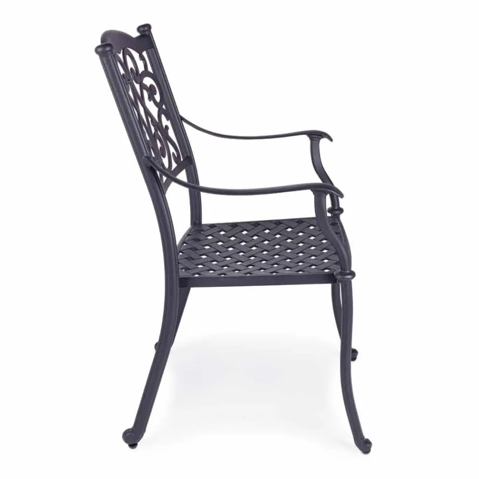 Stackable Outdoor Chair in White or Anthracite Aluminium, 4 Pieces - Ode Viadurini