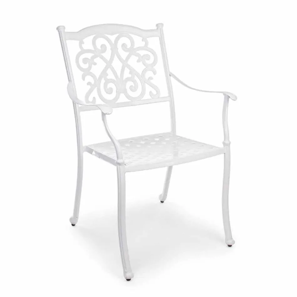 Stackable Outdoor Chair in White or Anthracite Aluminium, 4 Pieces - Ode Viadurini