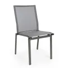 Stackable Outdoor Chair in Aluminium and Textilene, Homemotion 4 Pieces - Serge Viadurini