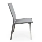 Stackable Outdoor Chair in Aluminium and Textilene, Homemotion 4 Pieces - Serge Viadurini